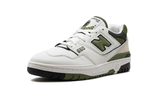 NB 550 Weiß / Dunkel Olivin