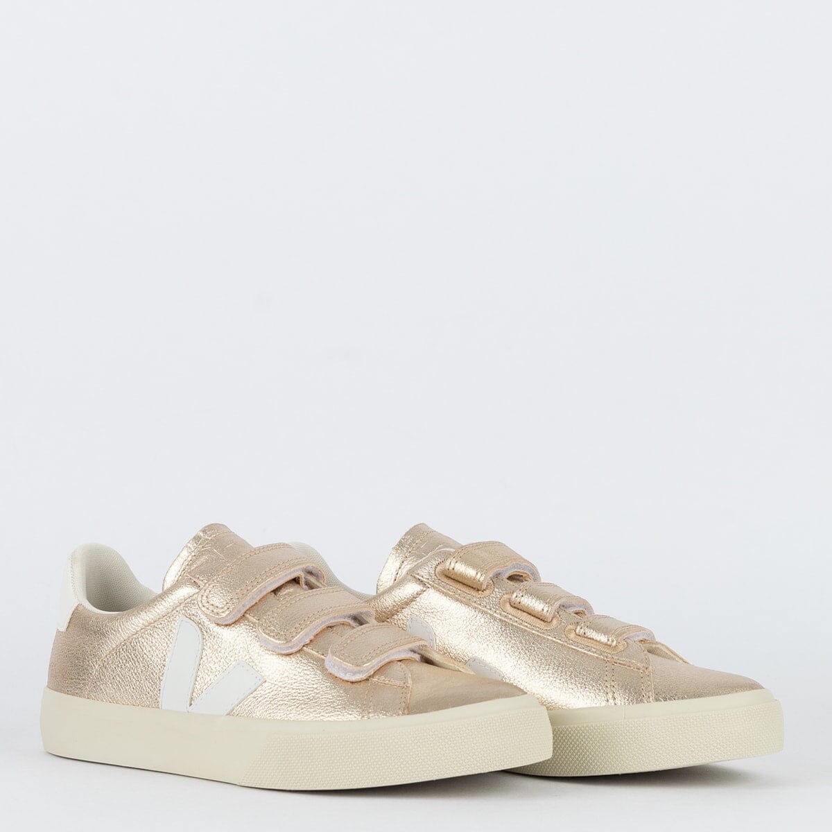 V Shoes Logo Chromefree Leather Platine White