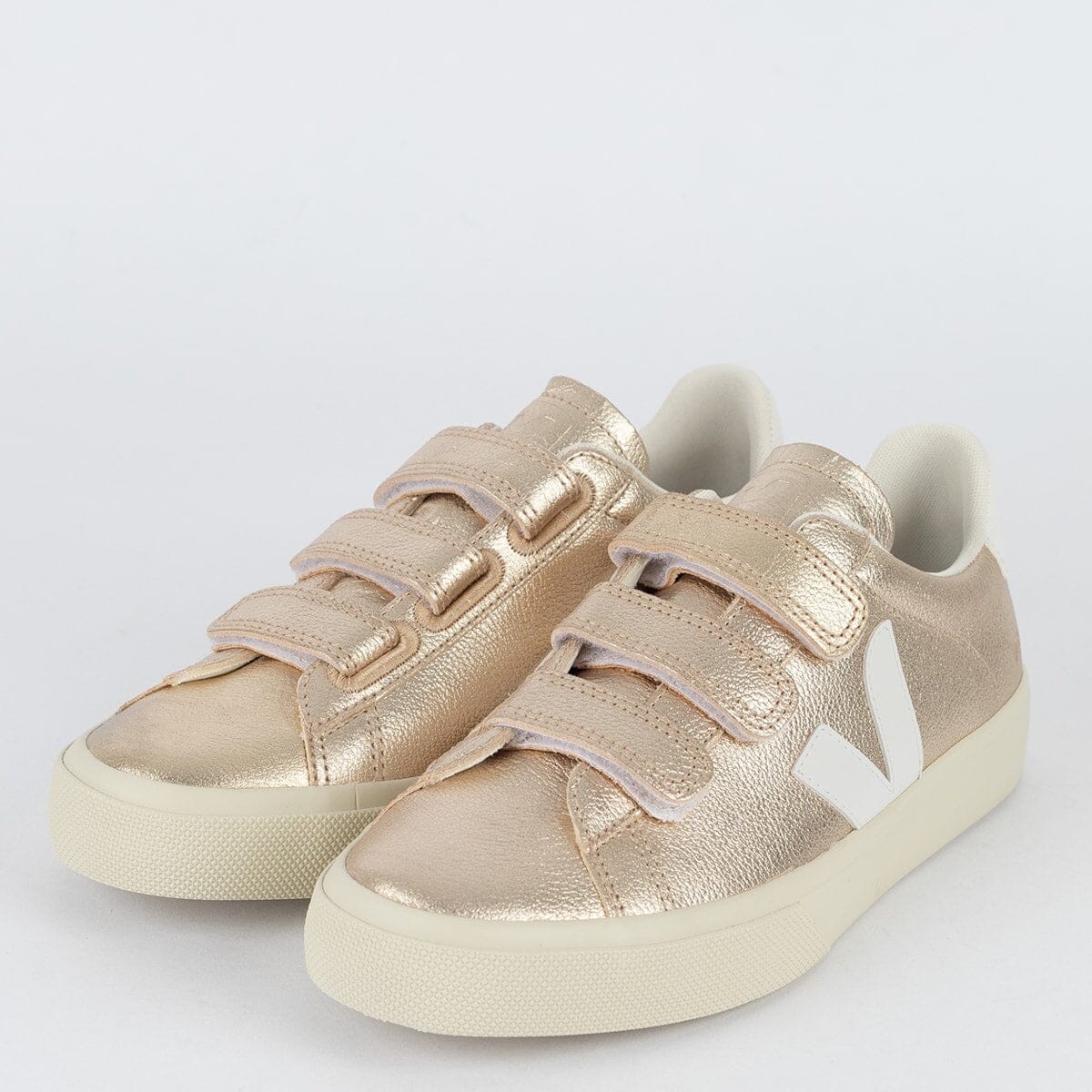 V Shoes Logo Chromefree Leather Platine White