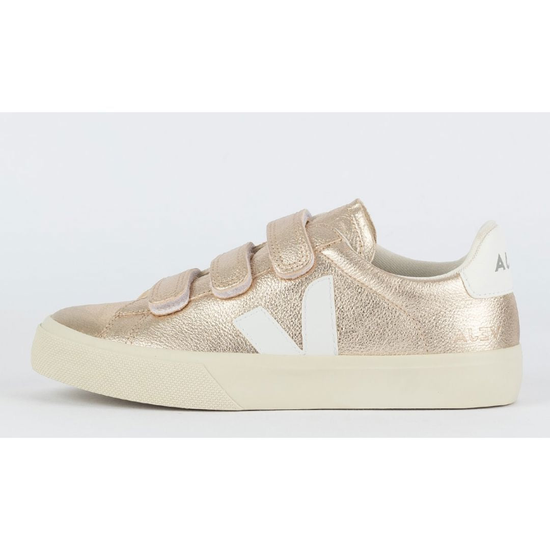 V Shoes Logo Chromefree Leather Platine White
