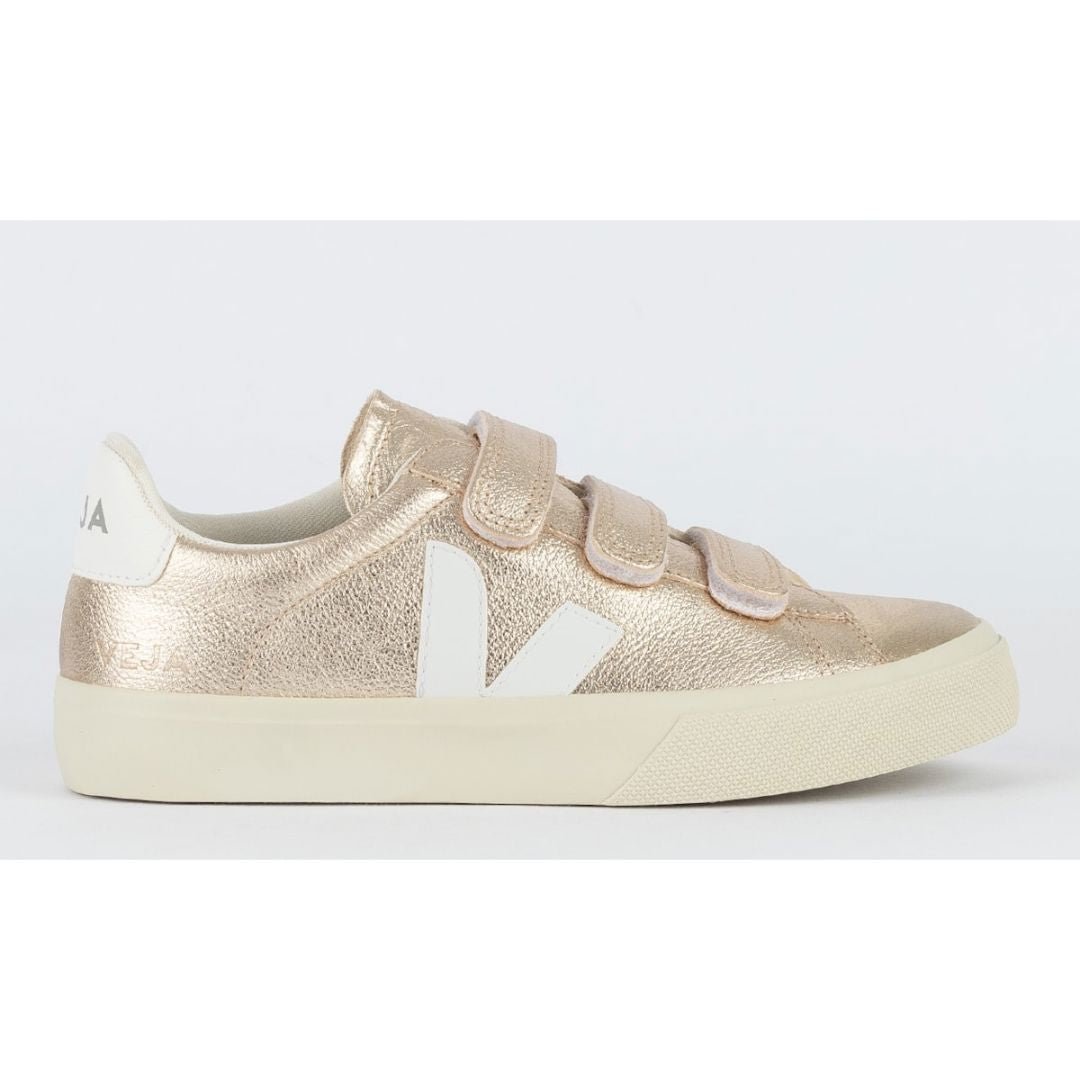 V Shoes Logo Chromefree Leather Platine White