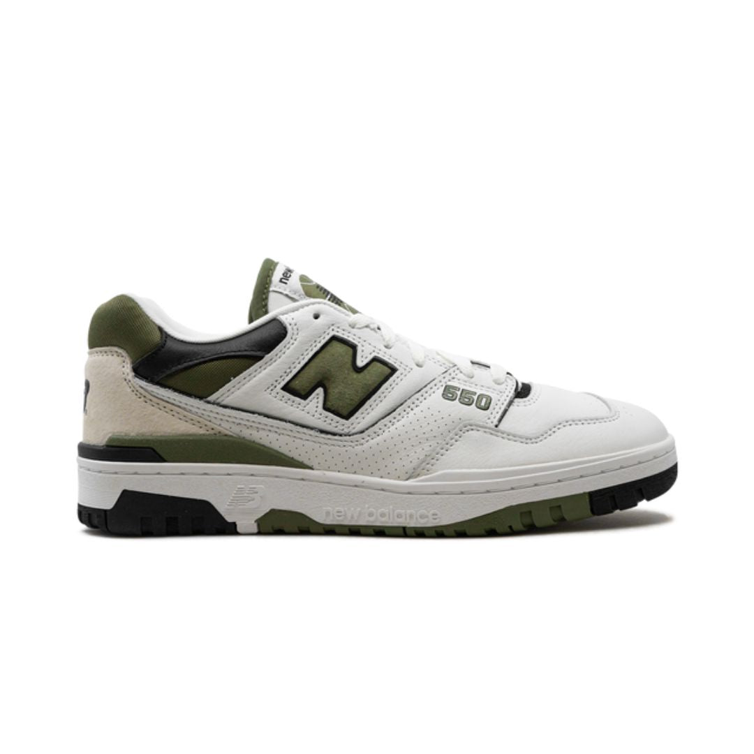 NB 550 Weiß / Dunkel Olivin